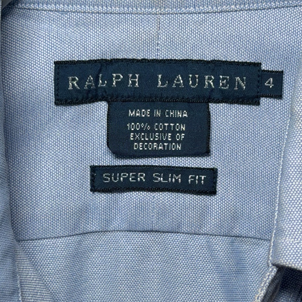 Ralph Lauren Blue Super Slim Fit Oxford Button Down Shirt Size 4 - Picture 2 of 4
